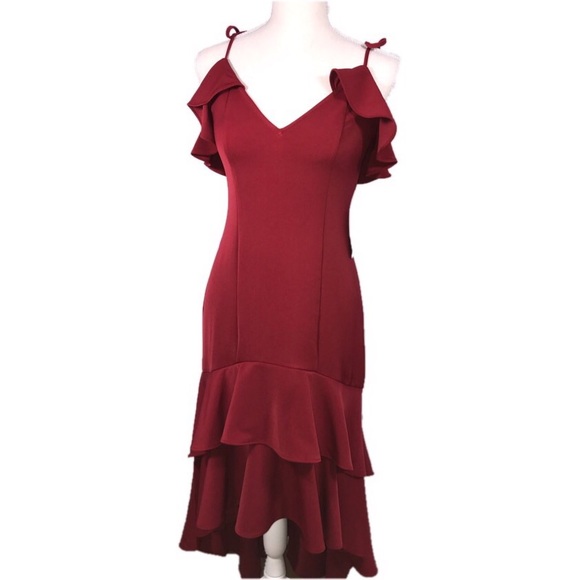 Express Dresses & Skirts - Express red ruffle midi dress